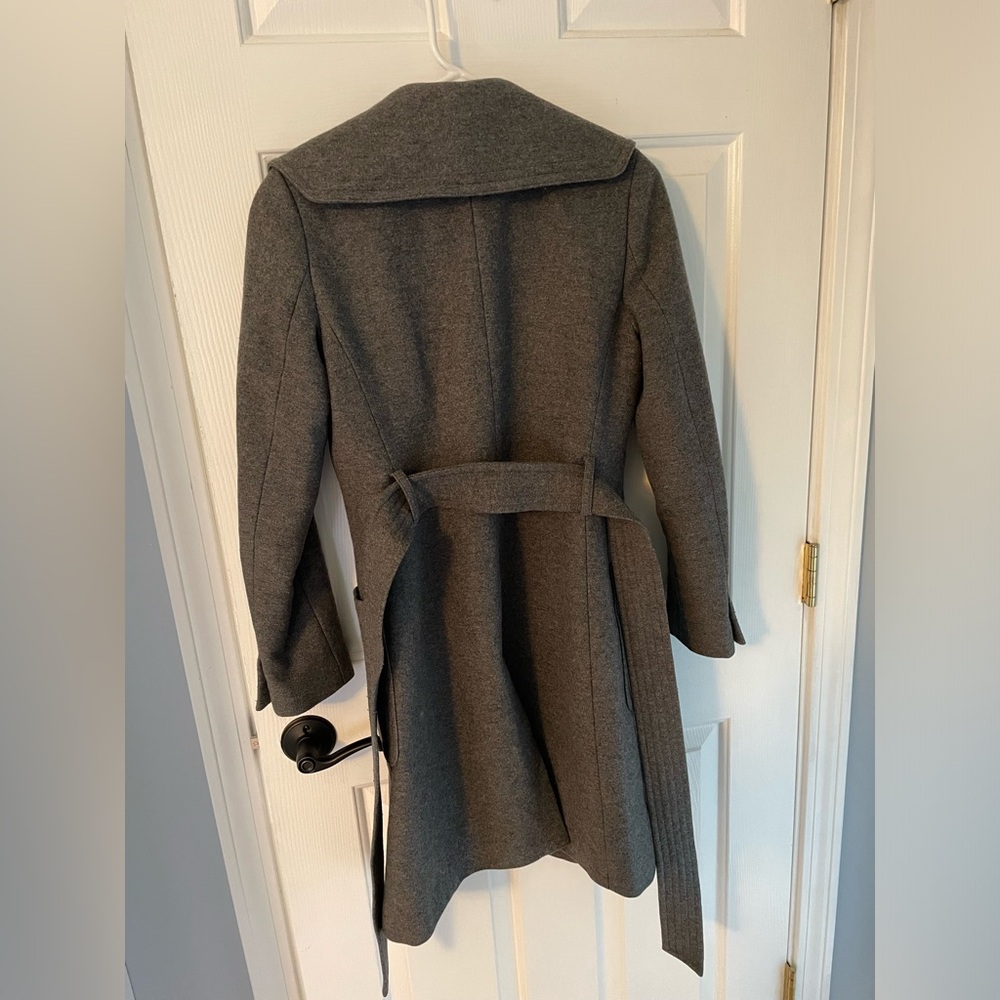 Grey Wool Button Down Jacket With Belt - image 3